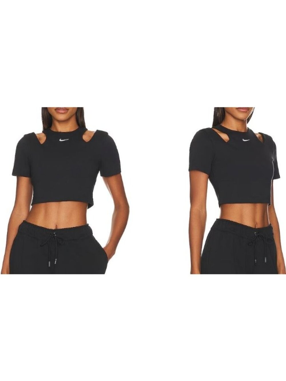 Nike Sportswear Essentials Cutout Crop Top Black Women’s L DV7962-010 NWT